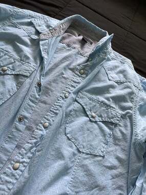 INC International Concepts Men's XL Light Blue Snap Front Western Shirt